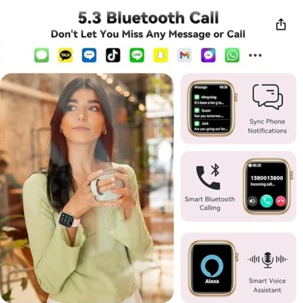 Smartwatch with Pink Silicone Strap – Brand New in Box